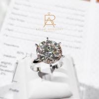 ราคา แหวนเงินแท้ ฝังเพชร Moissanite 11กะรัต ชุบทองคำขาว (28217738012)