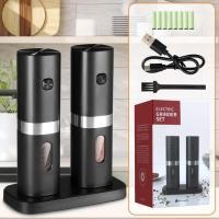 ราคา Electric Salt and Pepper Grinder Set Stainless Steel Pepper Mill USB Rechargeable Adjustable Coarseness Auto Grinders (28524023737)