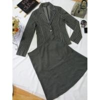 ราคา #ZEIN ชุดเซ็ท เสื้อลายทาง เทาส้ม กระโปรงเรียบ ทรงA มือสอง ใส่น้อยค่ะ (2300264474)