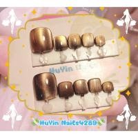 ราคา เล็บปลอม เล็บเท้า เล็บเจลแท้ 100% เล็บปลอมสำเร็จรูป สีน้ำตาล สีแคทอาย QY9 แถมกาว+ตะไบ (26075943656)