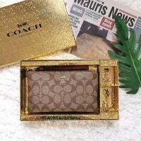 Coach C1748 Boxed Large Corner Zip Wristlet In Signature Canvas กระเป๋าคล้องมือ