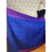 ราคา ผ้าไหมมัดหมี่ ผ้าไหมแท้ทอมือ งาน 3 ตะกอ ไหมบ้าน ลายโฮล พื้นสีน้ำเงิน (43303487731)