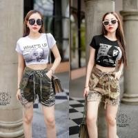 ราคา กางเกงยีนส์ขาสั้น ลายทหาร เเต่งขาดๆ เพิ่มแต่งกระเป๋าข้างสไตล์คาดเอว มีเชือกผูกเอว (17178788674)