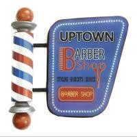 ราคา ป้ายร้านตัดผม บาร์เบอร์ ป้ายแต่งโรงรถ ร้านเหล้า ป้ายสังกะสีวินเทจ UPTOWNBARBER ตกแต่งผนังบ้าน ร้านอาหาร (9505647689)