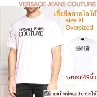 ราคา เสื้อยืดผู้ชาย VERSACE JEANS COUTURE สีขาว โลโก้ยาง สีดำ เวอร์ซาเช่ ยีนส์ กูรตู ของแท้ logo rubber t-shirt men tee (28425610425)