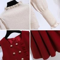 ราคา ชุดสูทหญิงปีใหม่กระโปรง2026เด็กเชื้อราขอบเสื้อกันหนาวเสื้อกั๊กกระโปรงเสื้อผ้าปีใหม่ชุดสองชิ้น ไลเจี๋ย26112 ล5ฉ (42077955367)