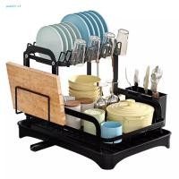 ราคา โพติล ที่ใส่ช้อนส้อมถาดระบายน้ําเครื่องล้างจานที่ใส่จาน2ชั้นพร้อมถาดระบายน้ําสําหรับเคาน์เตอร์ครัวรับน้ําหนักที่แข็งแกร่งชั้นวางชามสําหรับบนโต๊ะอาหารเก็บจานสํา (53904814833)