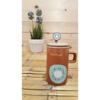 ราคา แก้วกาแฟ แก้วกระเบื้อง ลายผลไม้น่ารัก มาพร้อมฝาและช้อนคน / Fruity Coffee Mug - Kiwi (1746259052)
