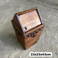 ราคา ถังขยะไม้สัก ถังขยะ ถังไม้ฉลุลาย (6454526798)