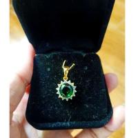 ราคา จี้พลอยมรกต ล้อมเพชร Cz สวยมากก งานชุบเลเซอร์์ทองแท้24K เกรดพรีเมี่ยม✨✨ (26265744639)