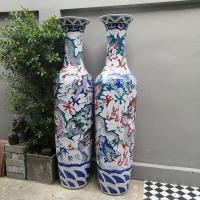 ราคา แจกันคู่ใหญ่ ลายมังกร แกะสลัก สูง2.2 เมตรงานกังไส (3780719076)