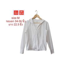 ราคา 144 Uniqlo UV protection size M เสื้อฮู้ด AIRism กันยูวี สีขาวออฟไวท์ สภาพดี (43852357592)