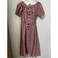 ราคา ชุดเดรสลายสก็อต ชุดเดรสลายสก็อตแดง เอวจั๊ม เดรสปาดไหล่ (42911630602)