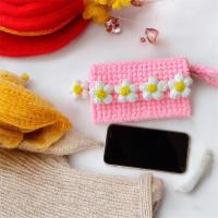 ราคา กระเป๋าไหมพรมแฮนด์เมดลายดอกเดซี่ | สีชมพูพาสเทลน่ารัก | กระเป๋าถือใส่ของจุกจิก (41252207604)