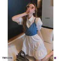 ราคา MF13356 Dress เดรสแขนดอลลี่ กระดุมผ่าหน้า ผ้าลินิน + เสื้อยีนส์สายเดี่ยวผูกเอว เข้าชุด สวยๆพร้อมส่ง (7748151779)