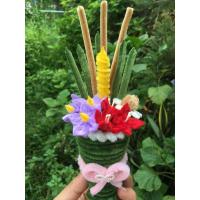 ราคา กรวยไหว้ครูลวดกำมะหยี่ ประดับดอกมะเขือ ดอกเข็ม หญ้าแพรก ข้าวตอก ธูปเทียน (49052347486)