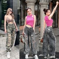 ราคา LUNA5523 กางเกงยีนส์ทรงกระบอกใหญ่ แต่งขาดๆเซอร์ๆ วินเทจ (24132570354)