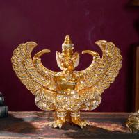 ราคา ไม้เนื้อแข็งแกะสลักทองคำเปลวประติมากรรมครุฑอินเดียนกพระเจ้ากระจายปีกตกแต่งประดับปีกมนุษย์พระพุทธรูปตกแต่งโต๊ะ (41073933831)