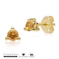 ราคา Gemondo ต่างหูเม็ดเดี่ยวทองคำ 9K ประดับซิทริน (Citrine) ฝัง 3 หนามเตย ทรงสตั๊ด (22847828471)