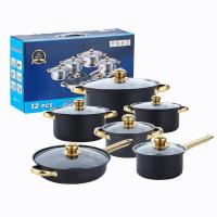 ราคา #หม้อปรุงอาหาร# หม้อเครื่องครัว หม้อปรุงอาหาร 12 ชิ้น nonstickpot ห้องครัว สแตนเลส ชุดเครื่องครัวไม (57002585432)