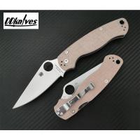 ราคา มีดพับ Spyderco Paramilitary 2 CruWear Satin Plain Blade, Brown Canvas Micarta Handles (C81MPCW2) (42766846088)