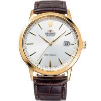 ราคา Orient Men's Contemporary Automatic Leather Band Watch Rn-Ac0F04Sz ตัวเรือนสแตนเลสสตีลเคลือบทอง กระจกอินอนินทรีย์ 《C》 (53603973861)