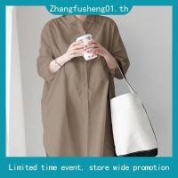 ราคา Zanzea เสื้อเชิ้ต แขนสามส่วน สำหรับผู้หญิง สีพื้น สไตล์วินเทจ เกาหลี (55103388250)