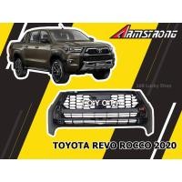 ราคา TOYOTA REVO ROCCO 2020 2021 2022 2023 กระจังหน้า ทรง GR เว้ากล้อง สีดำตัดดำเงา โลโก้แดง และ บรอน (28816699567)