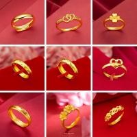 ราคา แหวน Unisex คู่ทอง 18K แฟชั่นแบบปรับได้ Hypoallergenic 004R (42265756826)