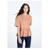 ราคา YNO Smock hem T-Shirt เสื้อยืดแขนสั้นชายระบาย 21106 (8661222313)