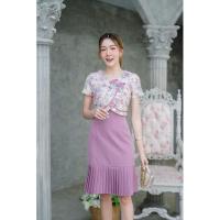 ราคา ชุดทำงาน เดรสทำงาน สีชมพู ไซต์ s (20684300437)