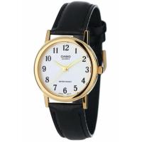 ราคา Casio นาฬิกาข้อมือผู้ชาย สายหนังสีดำ ขอบหน้าปัดทอง รุ่น MTP-1095Q-7B (643865052)