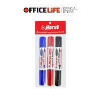 ราคา HORSE (ตราม้า) ปากกาไวท์บอร์ด ปากกา ไวท์บอร์ด 2 หัว ( แพ็ค 3 ด้าม คละสี ) (50304425845)