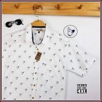 ราคา เสื้อเชิ้ตแขนสั้น คอปก ผ้า Oxford ลายเจ้าตูบ สีขาว มีไซส์ S-4XL (6261948242)