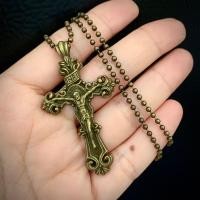 ราคา สร้อยไม้กางเขนวินเทจ จี้ไม้กางเขนทอง รมดำ (23628992243)