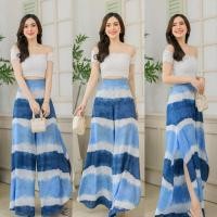 ราคา กางเกงมัดย้อม ไปทะเลผ้าเรยอน ผ้ามัดย้อมครามฮักธรรมชาติ มือ1 มีกระเป๋าข้าง ด้านขวา เอวสม็อค (21594801012)