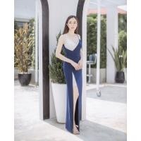 ราคา เดรสสายเดี่ยวตัวยาวผ่าชายด้านหน้า งานป้าย S M L (7316166238)