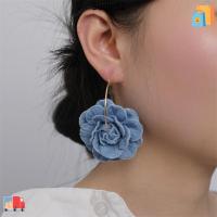 ราคา SUQIN52 ต่างหูดอกกุหลาบสีฟ้า, เครื่องประดับทํามือ เดนิม ต่างหูผ้าสีฟ้า, ผ้ายีนส์ต่างหูดอกไม้ที่งดงาม (46502878822)