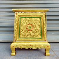 ราคา ตู้บริจาค แบบหน้าทึบ ทรงเอ แบบปิดทอง ขนาดกว้าง 41 x ลึก 26 x สูง 46 ซม. ออกแบบเดินเส้น ลวดลายสวยงาม (23518760074)