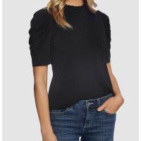 ราคา Adrianna Papell VNXK เสื้อยืดผู้หญิงคอปกนัวเนียปุ่มด้านหลังแขนสั้นสีดํา - Size L (42658827867)