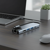 ราคา 8-in-1 USB C Hub สําหรับ MacBook และแล็ปท็อป: HDMI 4K, USB 3.0, SD/TF Card Reader, PD 100W, Ethernet (57450229246)