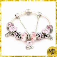 ราคา กำไลข้อมือ Pandora Flower with Pink Crystals Bangle แพนดอร่า สร้อยคอข้อมือ คริสตัลแท้ ของขวัญ พร้อมส่ง (7256509525)