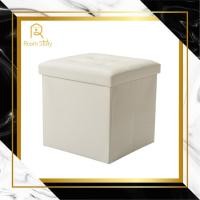 ราคา Room Story เก้าอี้สตูล กล่องเก็บของ นั่งได้ พับได้ - สีครีม (1341615571)