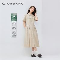 ราคา GIORDANO WOMEN Cargo tapered-waist short sleeve shirt dress 05465498 (27281031532)