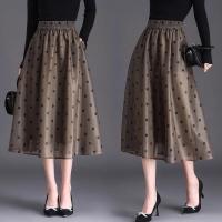 ราคา SKIRT NETTING POLKA DOTS STYLE KOREA กระโปรงตาข่าย ทรงสุ่ม แต่งลายจุดดำสีด กำมะหยี่ใส่เที่ยวมาพร้อมซับในสีน้ำตาลอย่างดีใ (25831328257)