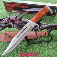 ราคา อุปกรณ์เดินป่า มีด มีดพก มีดพกใบตาย RAMBO 3 ใบเลสด้ามไม้ พร้อมซองหนัง (29417142563)