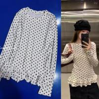 ราคา เสื้อแขนยาวคอกลมระบายสไตล์เกาหลีสำหรับผู้หญิง (45702263519)