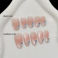 ราคา ความเรียบง่าย การออกแบบรูปไข่สั้นรูปร่างรูปไข่ขนาดกลางเล็บปลอมที่ทําด้วยมือเปลือยแมวตาออกแบบ (28789260292)