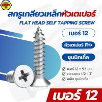 ราคา SRR [ยกกล่อง] สกรูเกลียวเหล็ก หัวเตเปอร์ FH+ #12 ชุบนิกเกิ้ล สกรูเกลียวปล่อย เหล็ก ตะปูเกลียวหัวเรียบ TPC (27359316842)