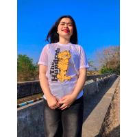 ราคา เสื้อยืดผ้าบางวินเทจคอฟิต ลายแมวกาฟิว (3038970013)